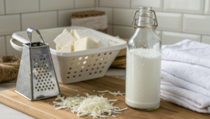 une-bouteille-en-verre-remplie-de-lessive-blanche